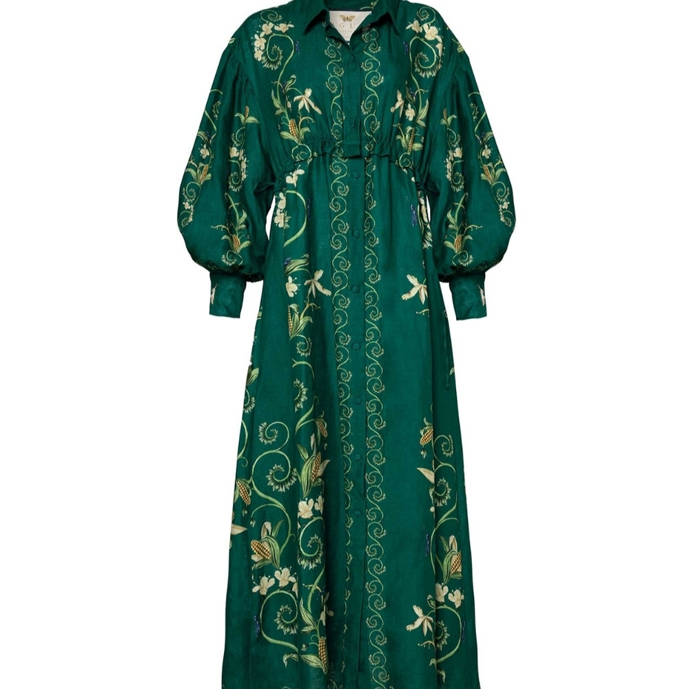 Agua By Agua Bendita Elegant Green Floral Maxi Dress - Picture 4 of 5